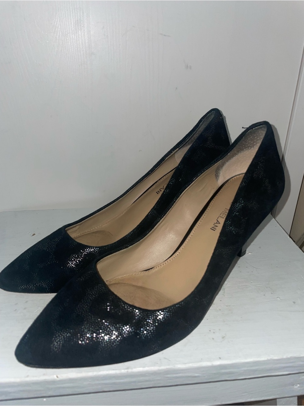 Antonio Melani Black Women's Pointed Toe Kitten Heel Pumps